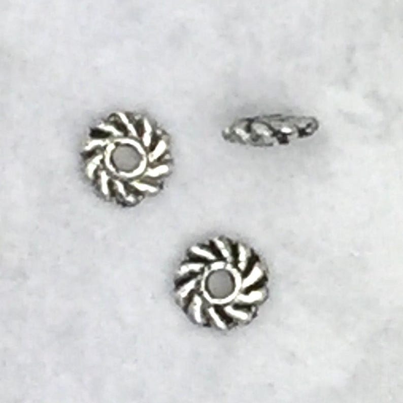 5mm Antique Silver Pinwheel Spacer Bead, Tibetan Rondelle Beads, 100 beads image 1