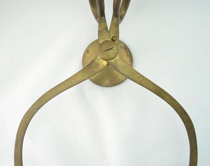 Large Brass Ice Tongs Paper Towel Holder Wall Hanging Dark Etsy