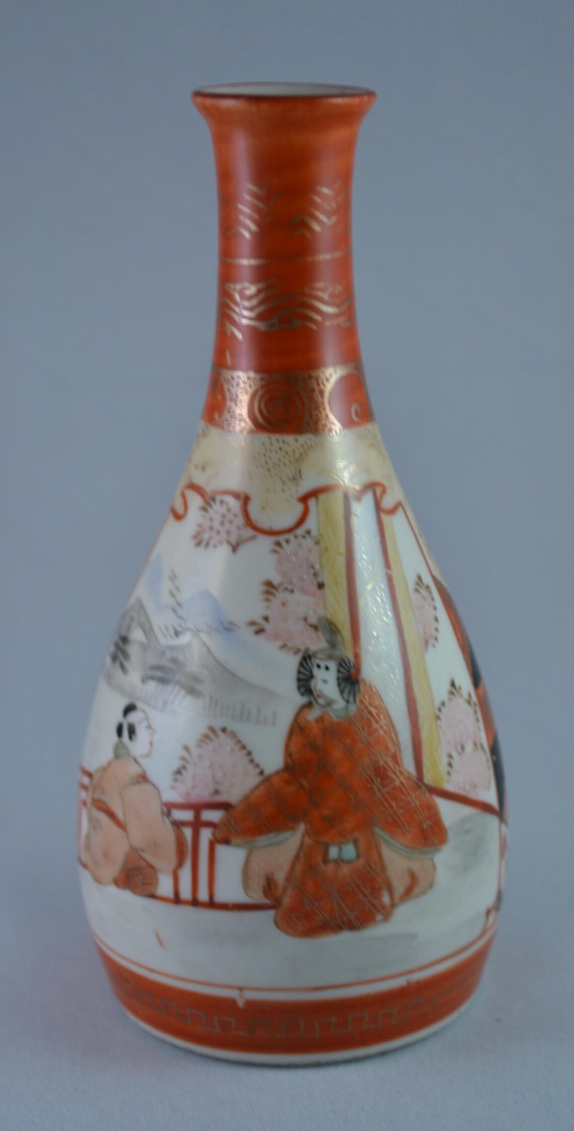 Signed Vintage Japanese Hand Painted Porcelain Saki Pitcher Etsy