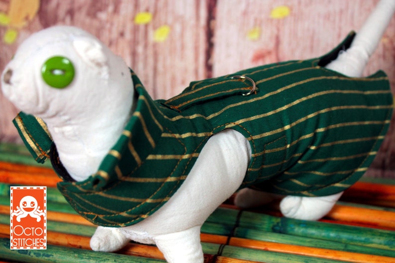 Forest Green and Gold Coat Made to Order XXXS Small Pet Ferret Harness