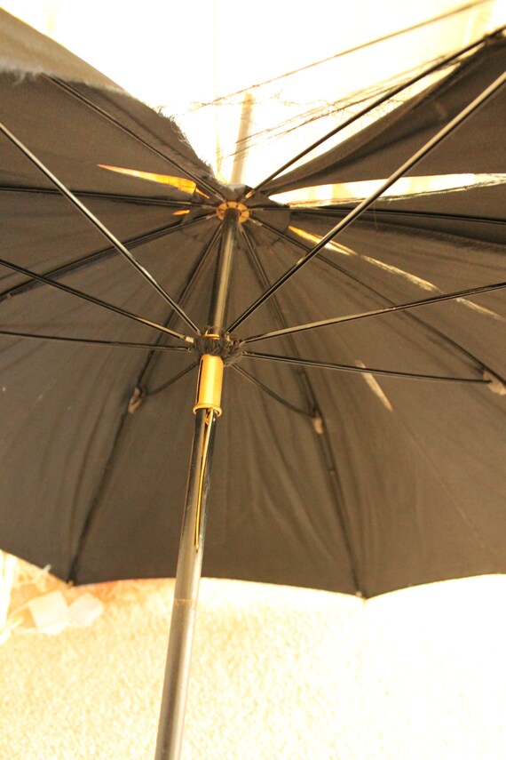 Antique black silk umbrella, spares or repairs, V… - image 5