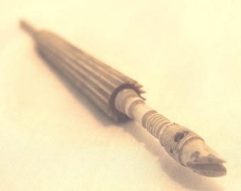 Victorian Bovine Bone Needle Case, Stanhope 'Lyon' Views, Hoof Handle