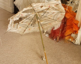 Victorian umbrella frame, Edwardian long parasol, theatre/film costume prop for spares or repair, antique ladies umbrella, re-enactors prop
