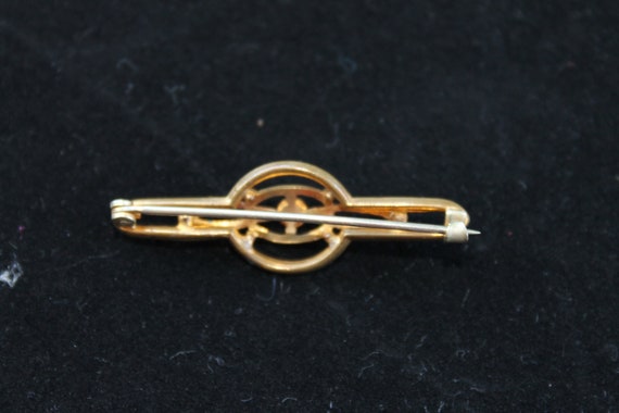 3 antique gold tone brooches, 2 Victorian bar bro… - image 4