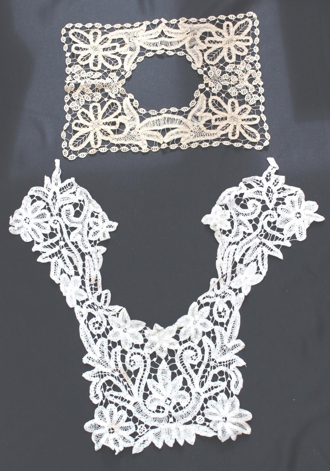 Antique Lace Collar and Hanky Edging, off White Tape Lace Collar ...