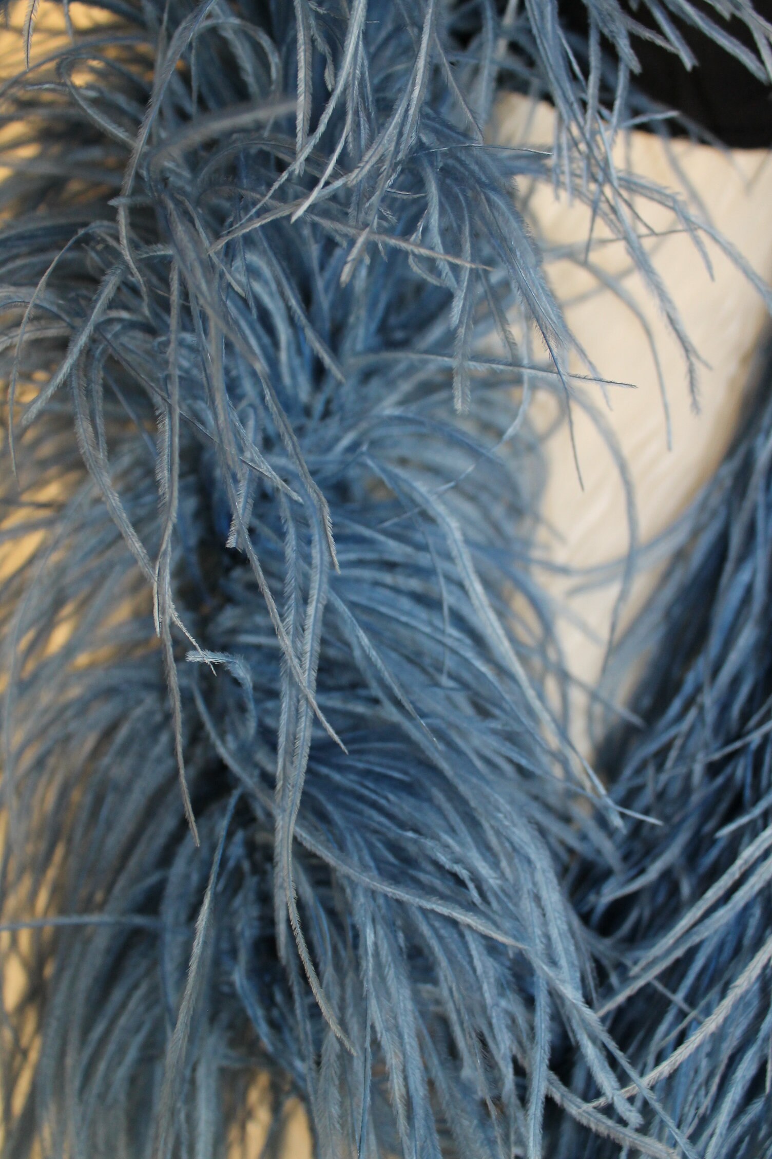 Edwardian Blue Ostrich Feather Boa 1920s Art Deco Short Etsy UK