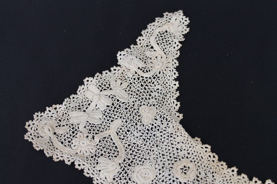 Antique Irish lace collar, Victorian handmade rai… - image 5