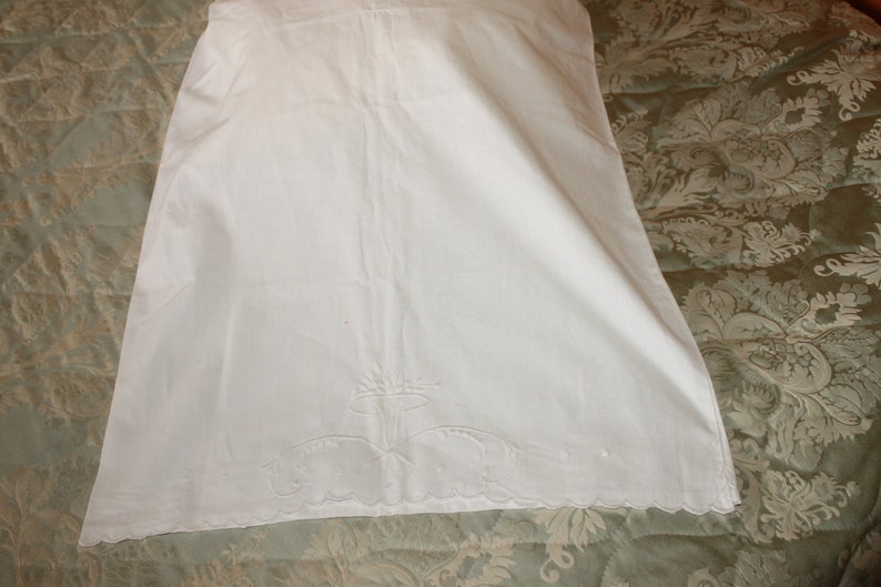 Antique White Embroidered Cotton Bolster Cover Antique Ivory Etsy UK