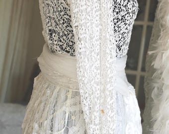Antique Lace Wedding Bodice, Victorian Costume Blouse, Cream Floral Lace Top