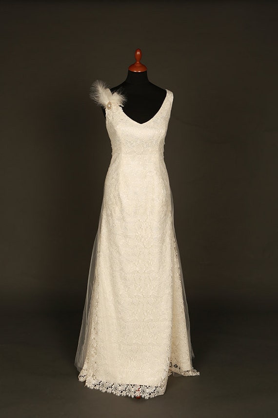 Ooak Ivory Satin Lace And Tulle Wedding Dress Ivory Lace Etsy