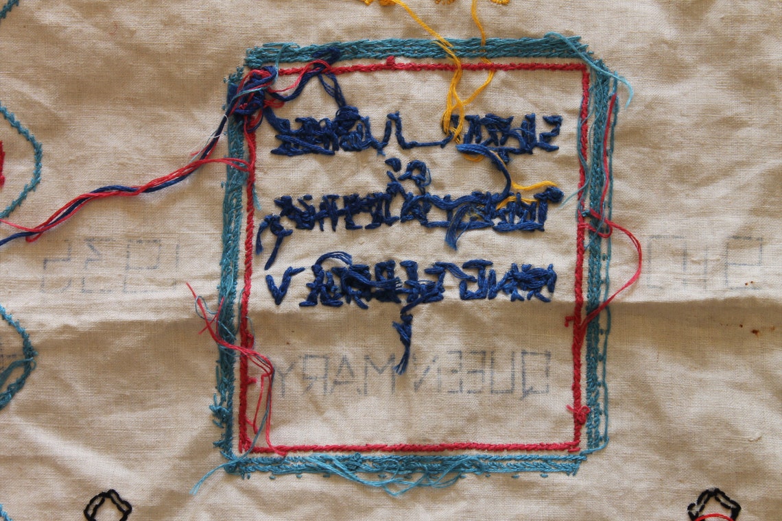 Part finished 1930's silver jubilee embroidery King Etsy