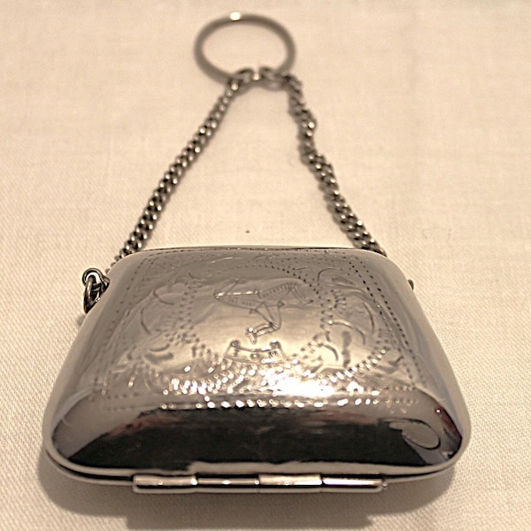 Victorian Silver Serpentine Coin Purse, Antique Chatelaine Evening Bag