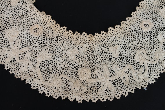 Antique Irish lace collar, Victorian handmade rai… - image 1