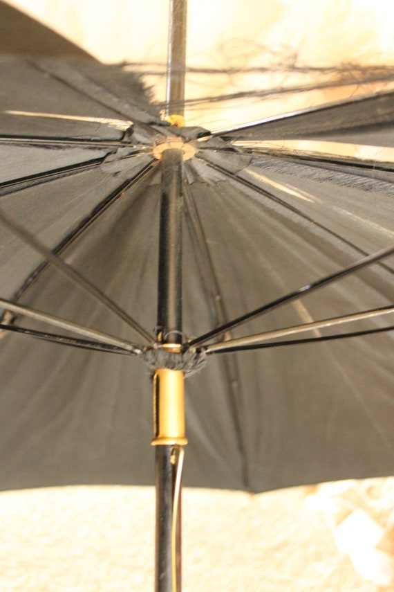 Antique black silk umbrella, spares or repairs, V… - image 8