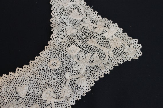 Antique Irish lace collar, Victorian handmade rai… - image 8