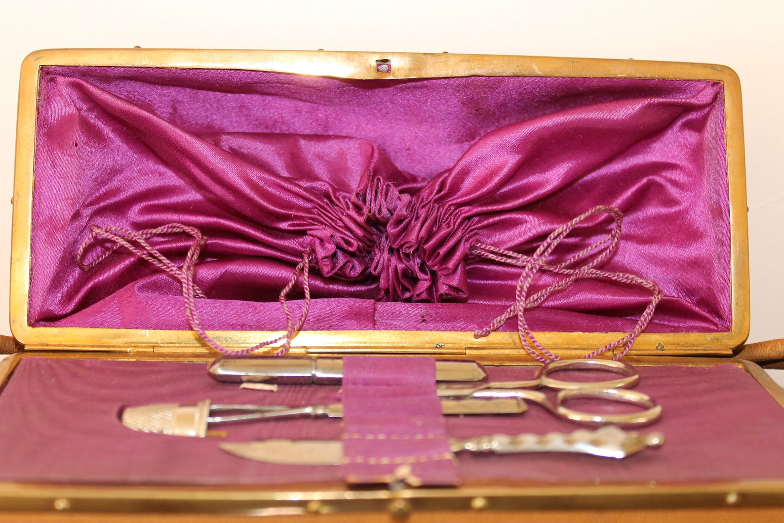 Victorian Leather Sewing Case Tan Leather Sewing Box in the Etsy UK