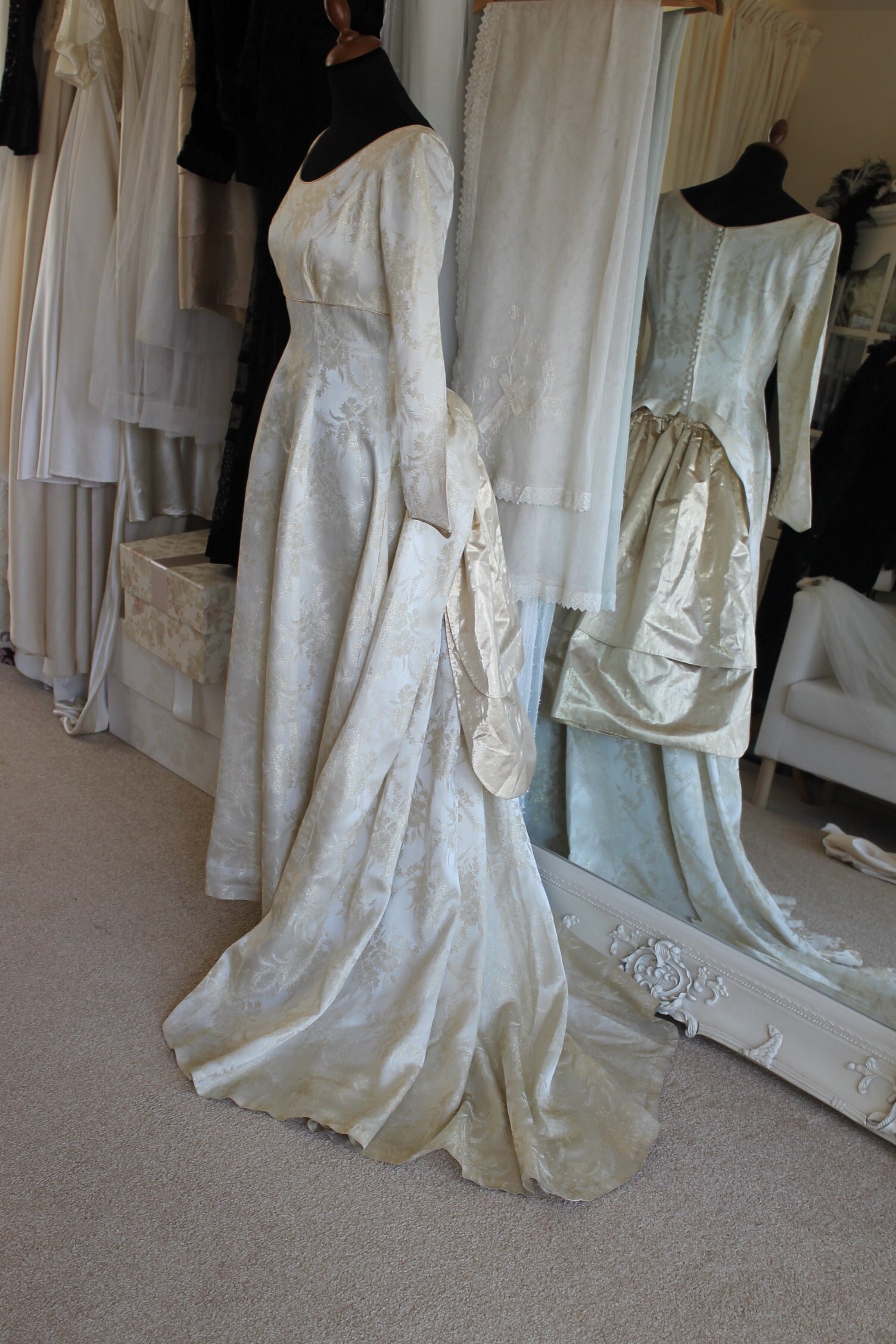 Vintage brocade wedding hot sale dress