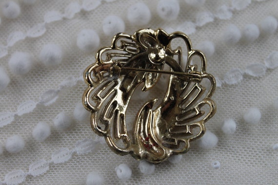 3 antique gold tone brooches, 2 Victorian bar bro… - image 5