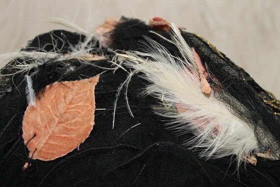 Antique black silk bonnet, Victorian mourning hat… - image 4