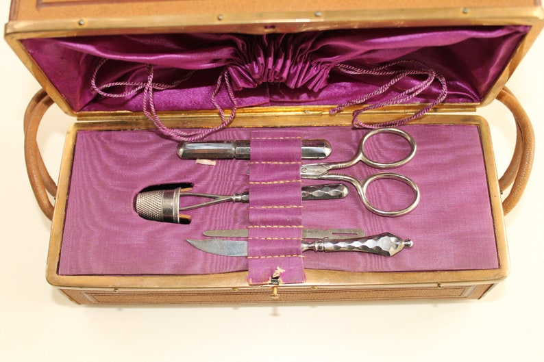 Victorian Leather Sewing Case Tan Leather Sewing Box in the Etsy UK