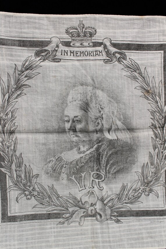 Victorian cotton handkerchief, antique souvenir c… - image 2