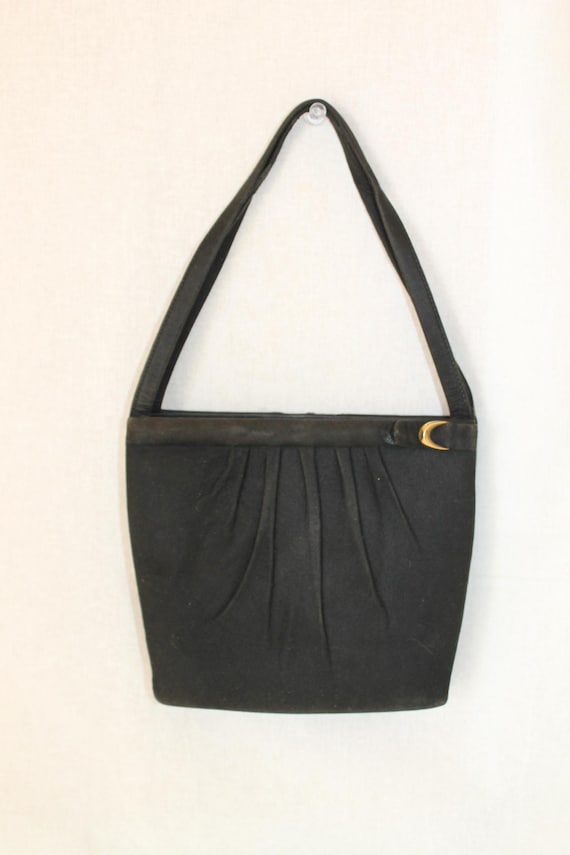 French 1950s Minois Suede Vanity Bag, Hollywood Glamour