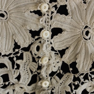 Victorian Irish lace bodice, 1850s wide scoop neck dress top, white antique Jane Austen style empire waist open lace blouse, vintage wedding image 5