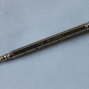 antique 1920/'s small pocket size retracting pencil Art Deco silver and yellow Guillioche enamel pencil ladies vintage 20/'s handbag pencil