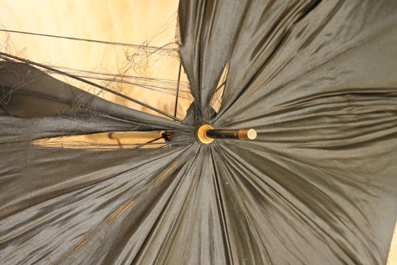 Antique black silk umbrella, spares or repairs, V… - image 10