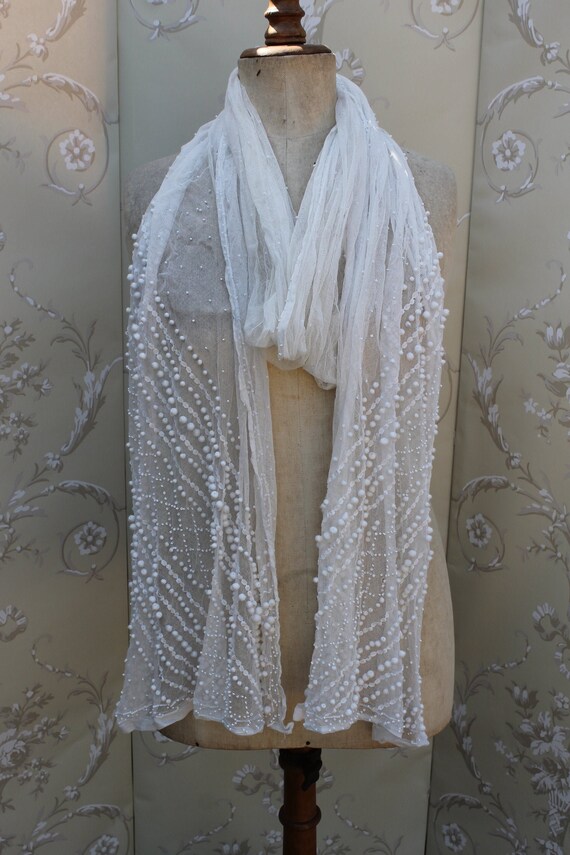 Victorian white lace long scarf Scarves 