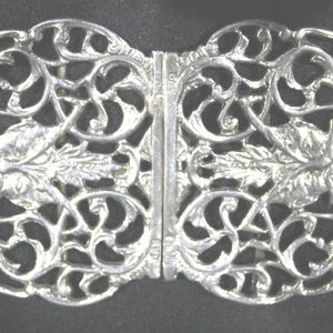 Victorian silver belt buckle, 1897 Scottish  buckle, John Alexander Fettes of Glasgow, Art Nouveau silver belt buckle, Edwardian costume