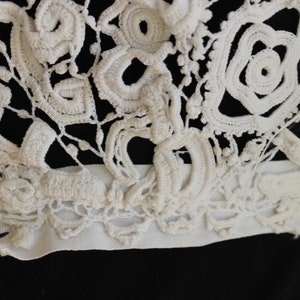 Victorian Irish lace bodice, 1850s wide scoop neck dress top, white antique Jane Austen style empire waist open lace blouse, vintage wedding image 8