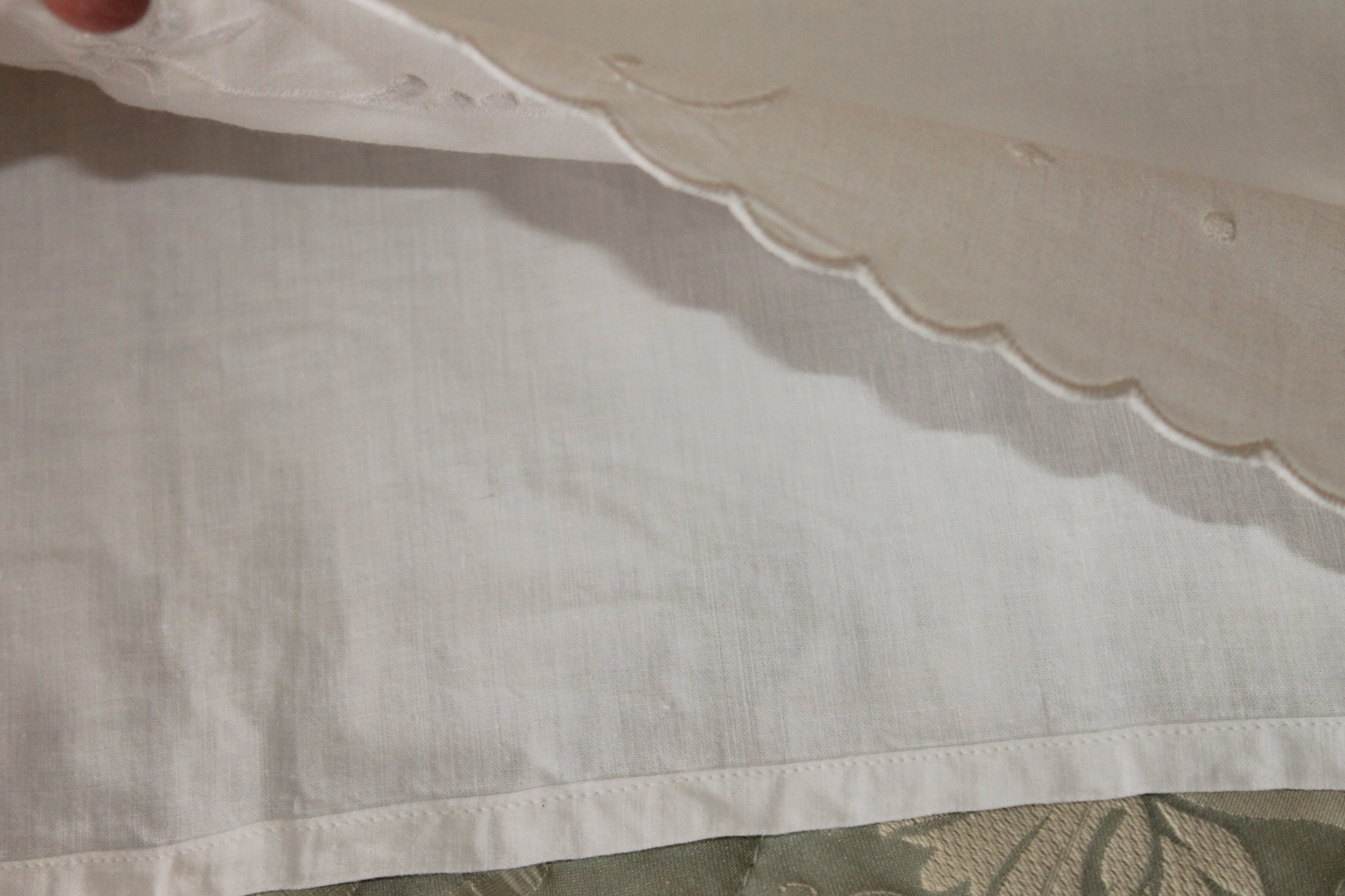 Antique White Embroidered Cotton Bolster Cover Antique Ivory Etsy UK