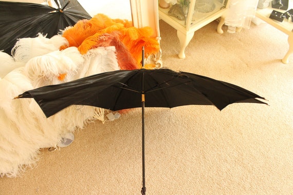 Antique black silk umbrella, spares or repairs, V… - image 4