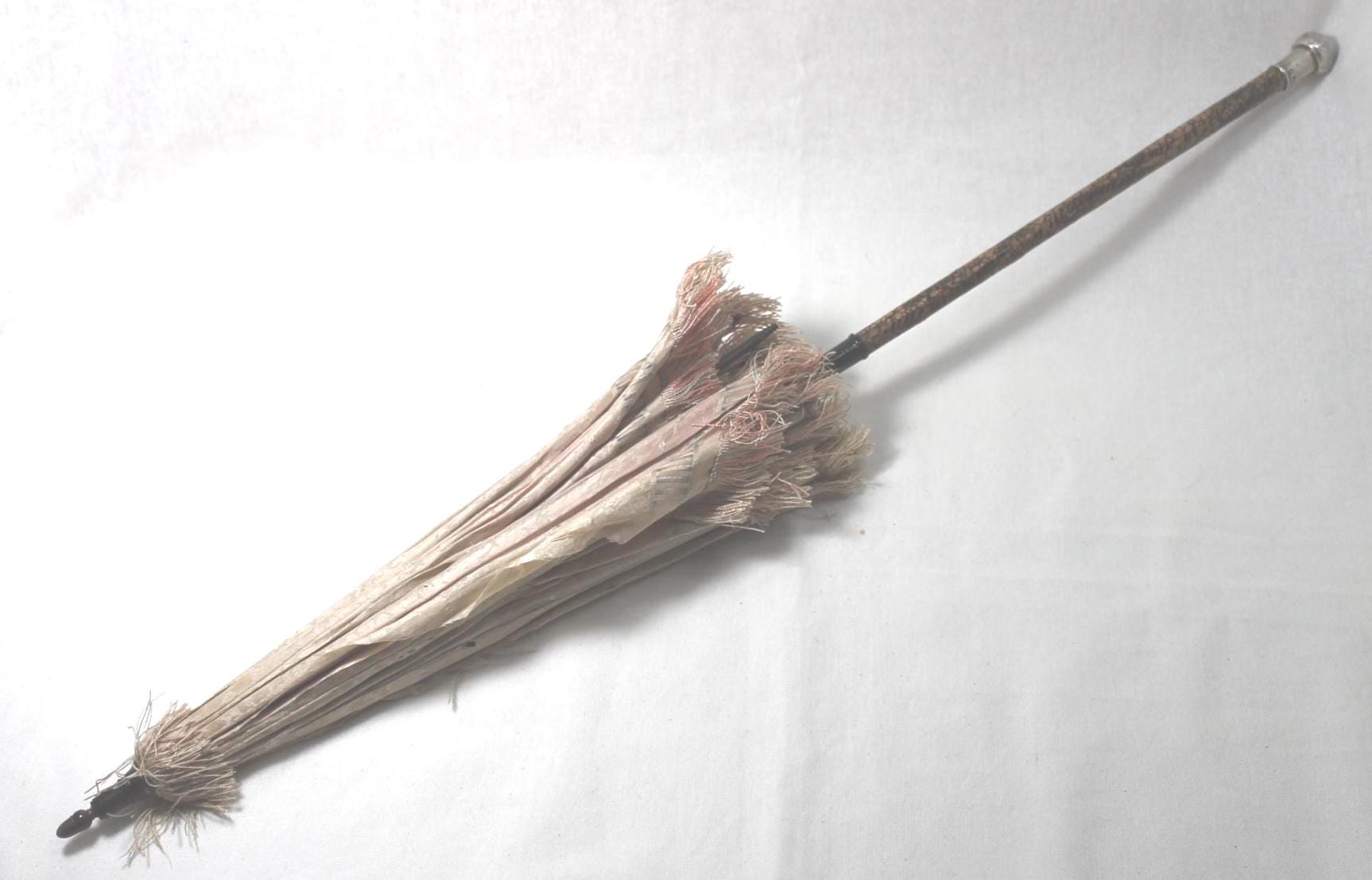 Victorian carriage parasol with Edwardian silver knob handle