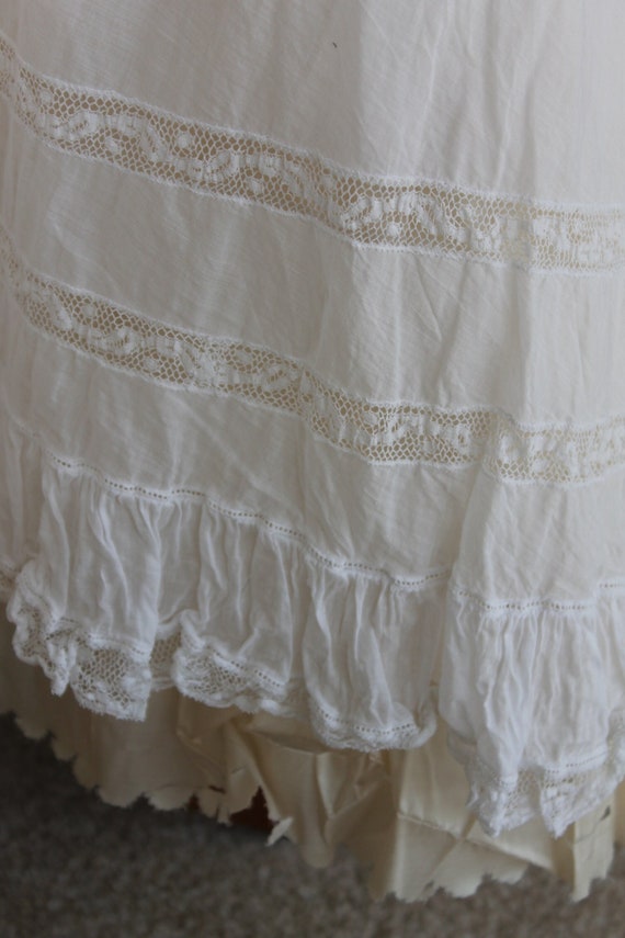 Antique silk, white cotton and lace underskirt, l… - image 1