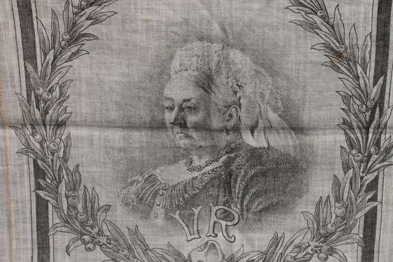 Victorian cotton handkerchief, antique souvenir c… - image 4