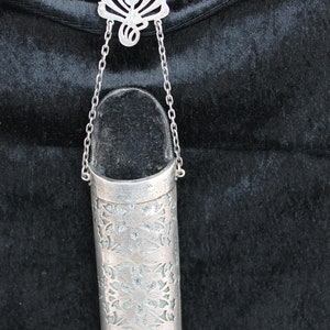 Estuche de anteojos de cuero y plata de Eduardo Vll, estuche de anteojos chatelaine de plata, estuche de plata antigua, estuche de anteojos de plata Birmingham 1904. imagen 5