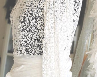 Antique Lace Blouse, Victorian Bodice, Cream Floral Lace