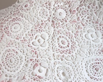 Antique Handmade Floral Lace Collar, Victorian Costume Decoration
