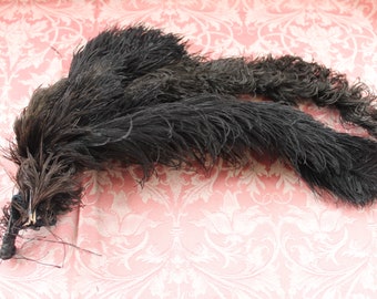 Art Deco feathers, Black Ostrich feathers, 1930s antique milliners feather trims, haberdashery trim hat making feathers costume decoration