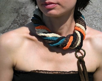 FABRIC Circle SCARF NECKLACE with five colors