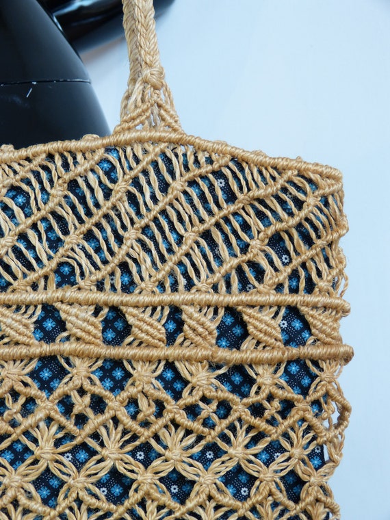 String macrame cross body or shoulder tote bag - … - image 5