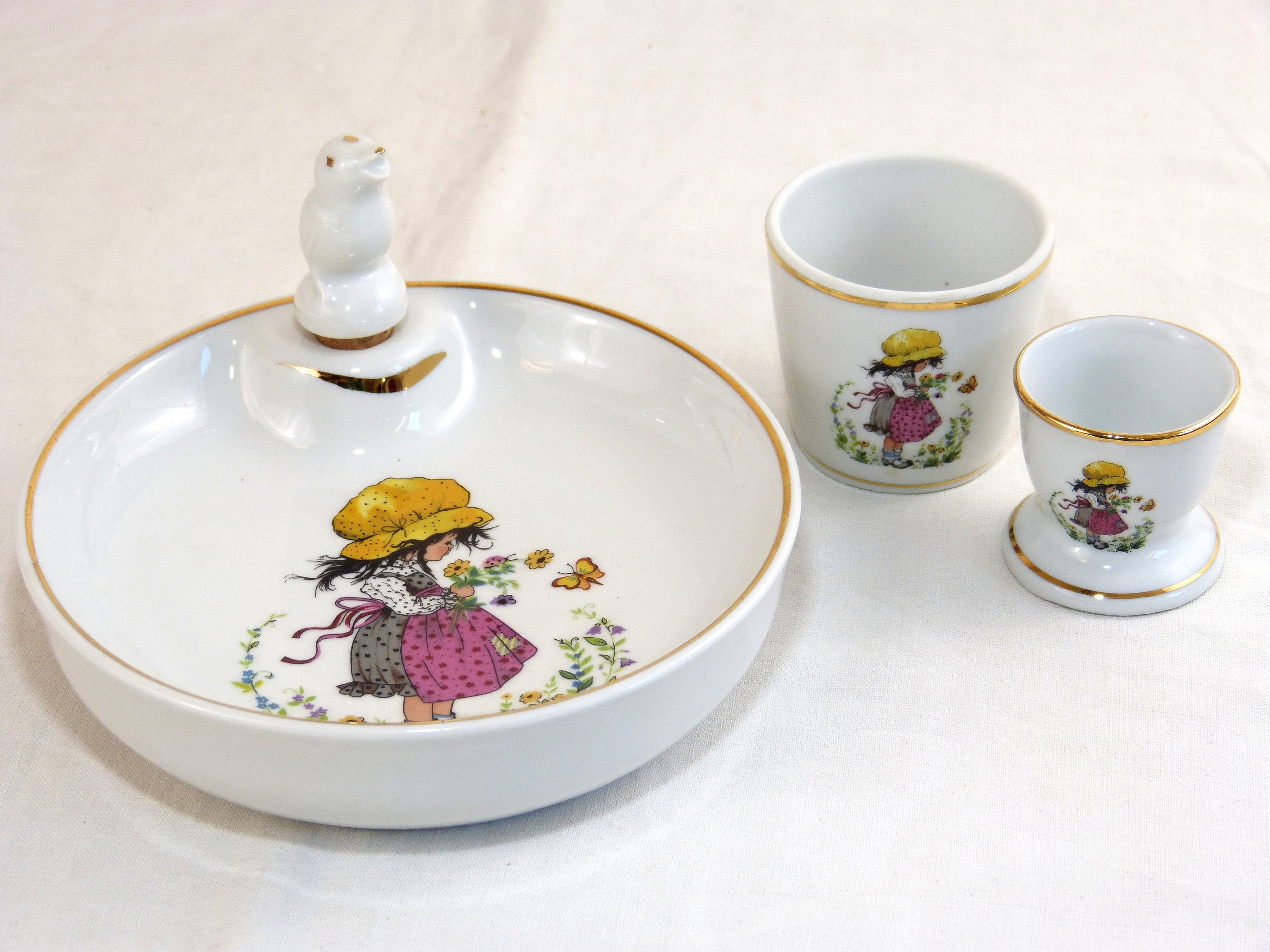 Large Vintage Porcelain Cup with Orange Flower Decor signed Pillivuyt
