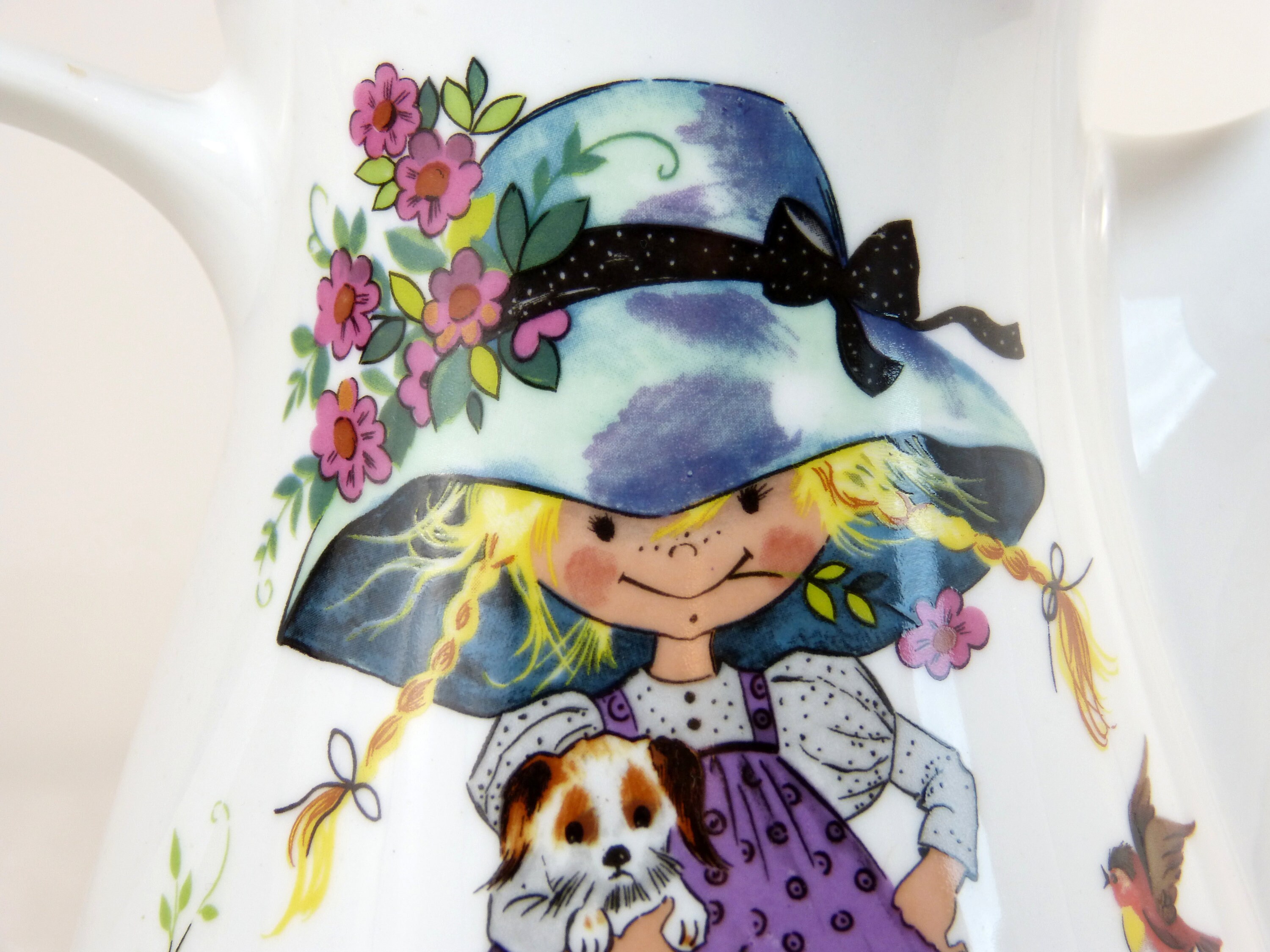 Cafetière en Céramique Winterling Rosina Bavaria - Fillette Retro Kawai avec Chien Par Gottschlich V