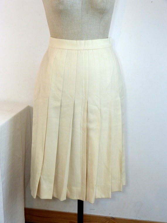 Off white wool HERMES pleated midi skirt - fall winter size M 