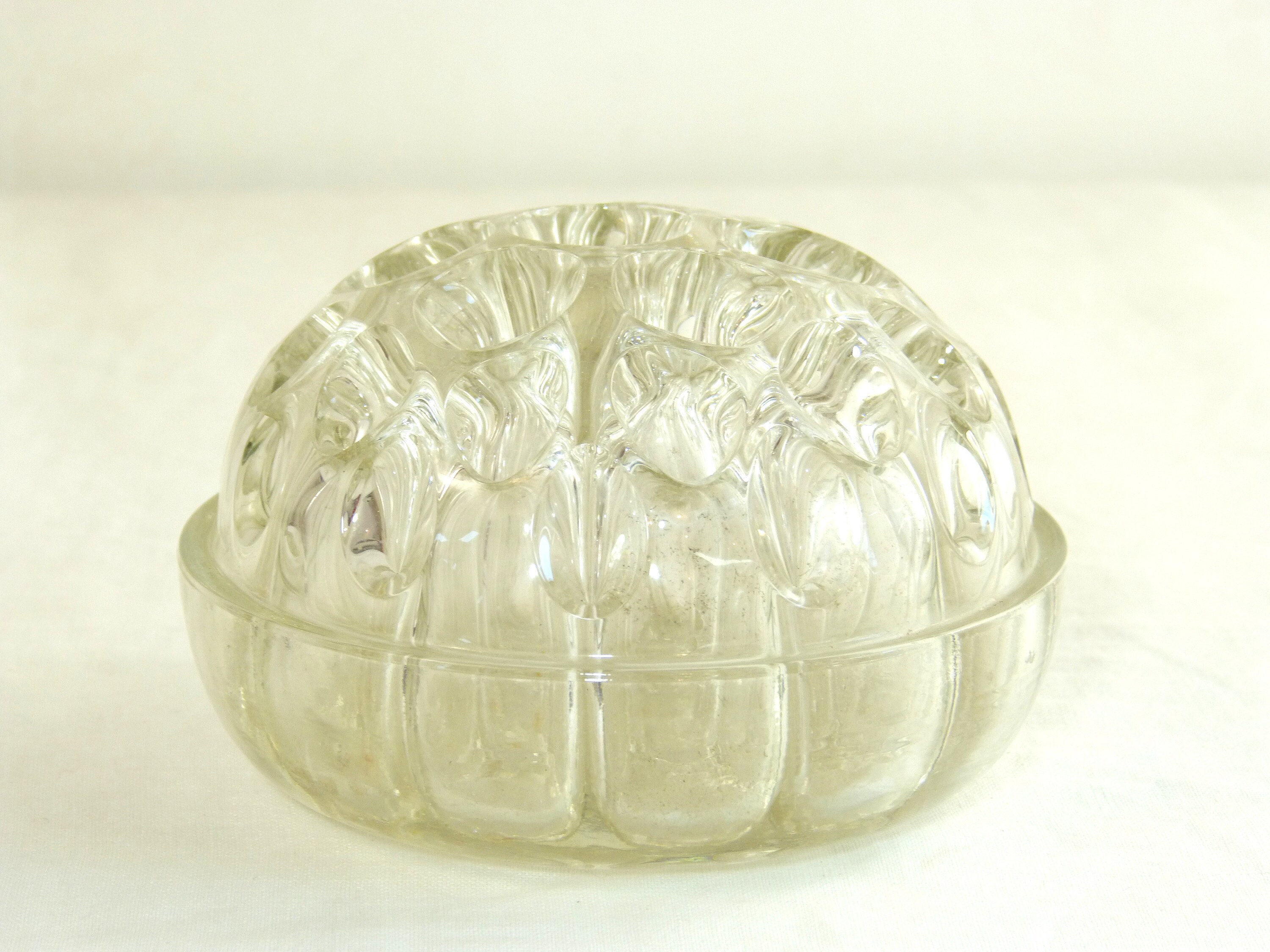 Pique Fleurs Rond en Verre Transparent - 19 Trous Taille L Grand Modèle Arrangement Floral Retro Vin