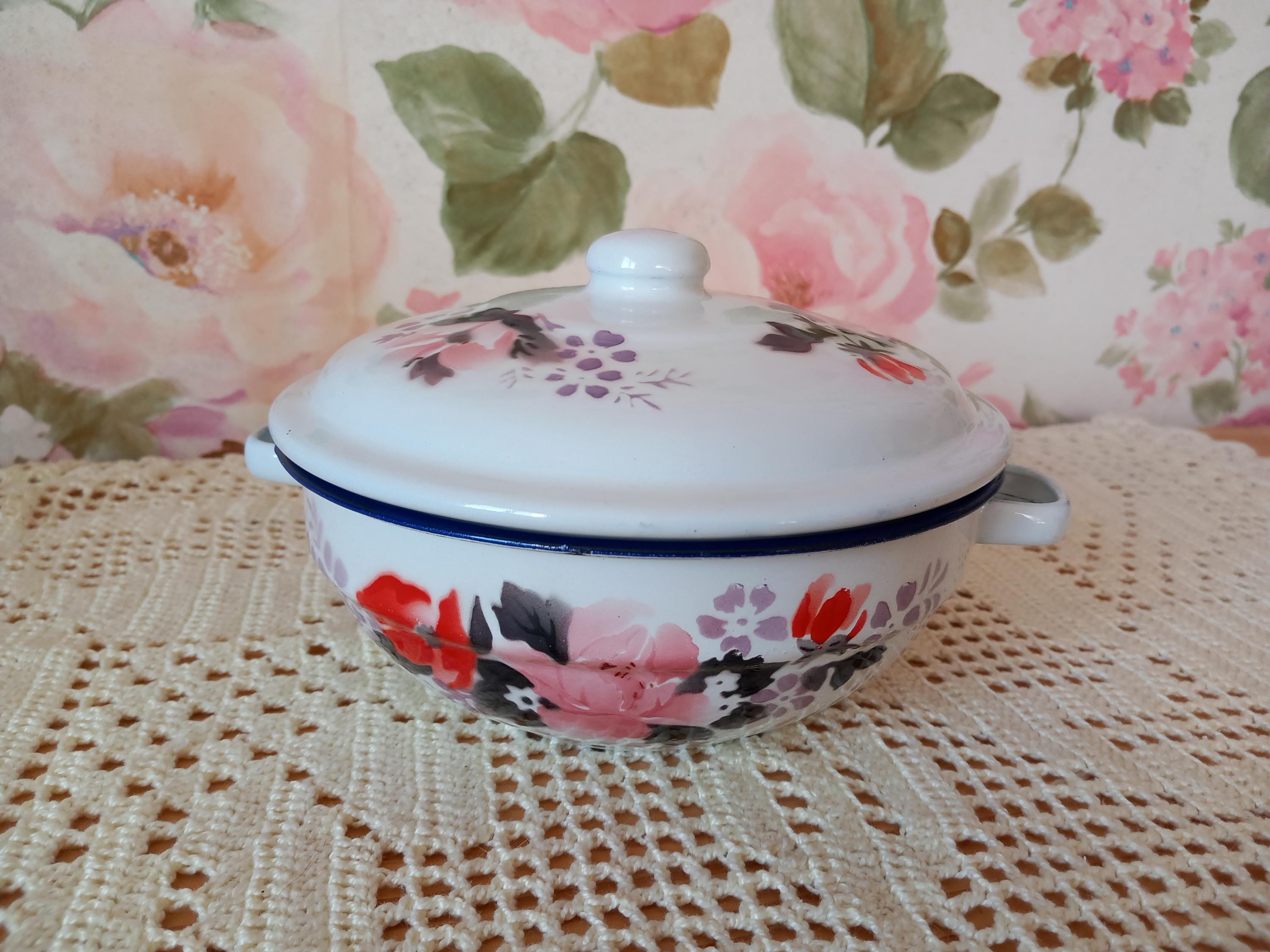Passoire émaillée Vintage Jaune - Années 1960 - Ustensile Cuisine Rétro