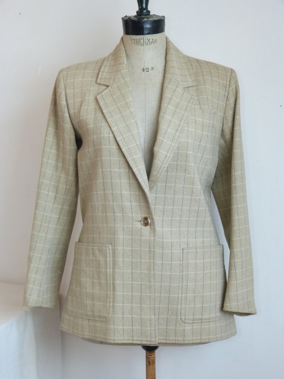 Beige & grey plaid wool YVES SAINT LAURENT Rive G… - image 2