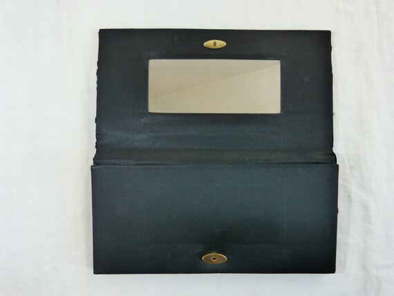 Black satin clutch with ribbon embroideries - mid… - image 6